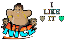 a poster that says i like it with a cartoon of a man