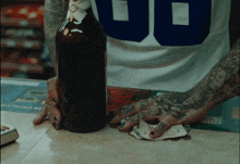 a person wearing a jersey that says 00 on it