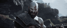 a man with a beard is standing in a field