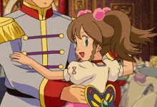 a cartoon of a man holding a little girl with the number 8 on her back