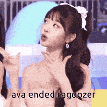 a picture of a girl with the words ava ended ragoozer