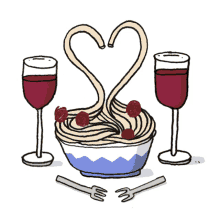 food party dinner date wine spaghetti pasta