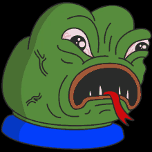 a cartoon frog with a red tongue sticking out of its mouth