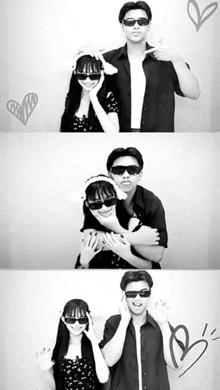 a man and a woman wearing sunglasses are posing for a photo