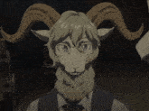a man with horns and a beard is being touched by someone