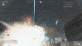 a screenshot of a video game shows a rocket being launched into the air