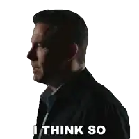 a man in a suit says " i think so " on a white background