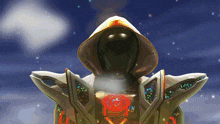 a computer generated image of a person with a hood on their head