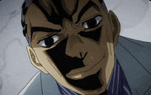 a close up of a cartoon character 's face with the letter l on his forehead