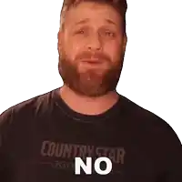 a man with a beard wears a country star shirt