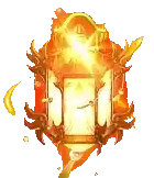 a lantern with a dragon on it and leaves flying around it