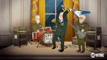 Rock Band Smash Guitar GIF - Rock Band Smash Guitar Our Cartoon President GIFs