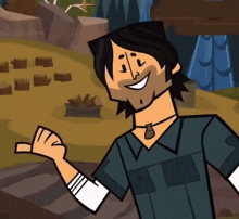 a cartoon character giving a thumbs up with a necklace around his neck