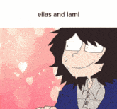 a cartoon of a person with the words elias and lami above them