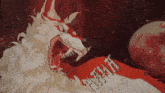 a drawing of a fox with its mouth open and the word haha written on it