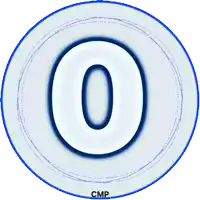 a blue circle with a white letter o in it