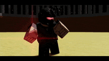 a person in a video game holding a cube that says ' i ' on it