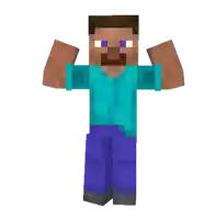 a minecraft character is flexing his muscles