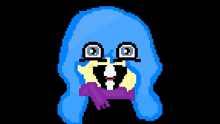 a pixel art drawing of a skull with a surprised look on its face .