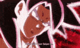 a close up of a cartoon character with the words super full power saiyan written on the bottom .