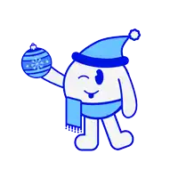 a cartoon character wearing a blue hat and scarf