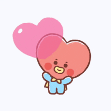 a cartoon character with a bow tie is sitting inside of a pink heart .