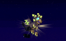 a cartoon character is flying through the air with a blue light coming out of its head