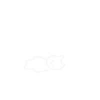 a line drawing of a cat and the words bye on a white background