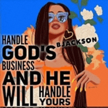 a woman with long hair is wearing sunglasses and a quote from b. jackson .