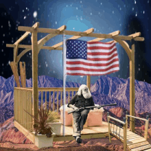 America Flag Deck And Railings GIF - America Flag Deck And Railings Old Man GIFs