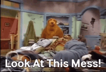 bear in the big blue house look at this mess mess messy bear