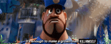 a cartoon police officer says it 's enough to make a grown man kill himself .