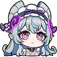 a cartoon drawing of a girl with long blue hair and purple eyes