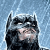 a drawing of batman taking a shower in the rain .