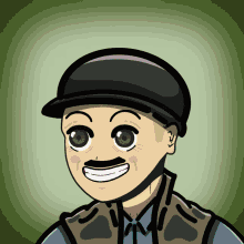 a cartoon drawing of a man with a hat and mustache