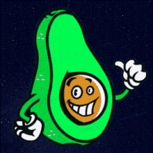 a cartoon of an avocado with a face and arms