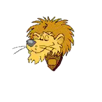a cartoon lion is holding a shield in its mouth