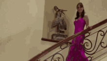 Ale Müller Pink Dress GIF - Ale Müller Pink Dress Stairs GIFs
