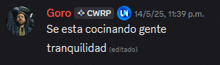 a screenshot of a chat with goro cwrp