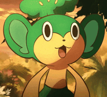 a cartoon monkey with a green head and ears
