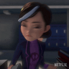 a cartoon girl is holding a backpack and says ahhh netflix
