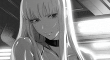 a black and white drawing of a woman with long blonde hair