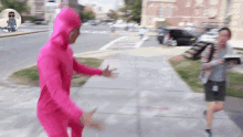 pink guy leave