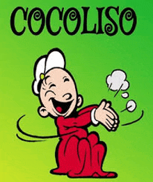 a cartoon of a man in a red robe laughing with a green background .