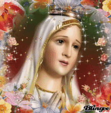 Virgin Mary Sparkles GIF - Virgin Mary Sparkles Flowers GIFs