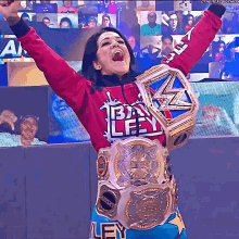 bayley bayley dos straps smack down womens champion womens tag team champions wwe