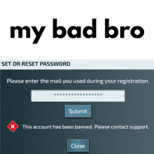 a set or reset password screen with a submit button