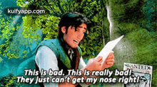 a man is reading a piece of paper and saying this is bad this is really bad they just can 't get my nose right