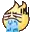 a pixel art of a cat crying with tears coming out of its eyes .