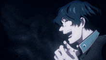 a man in a blue suit is surrounded by a blue light